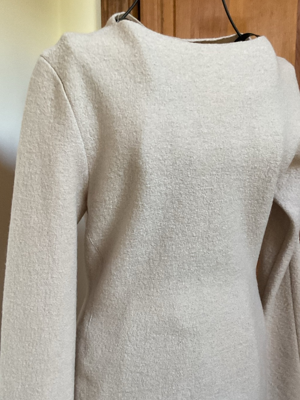 ZARA WOMEN IVORY ZW COLLECTION BOUCLÉ 100% WOOL MIDI DRESS SZ XS - Picture 6 of 12